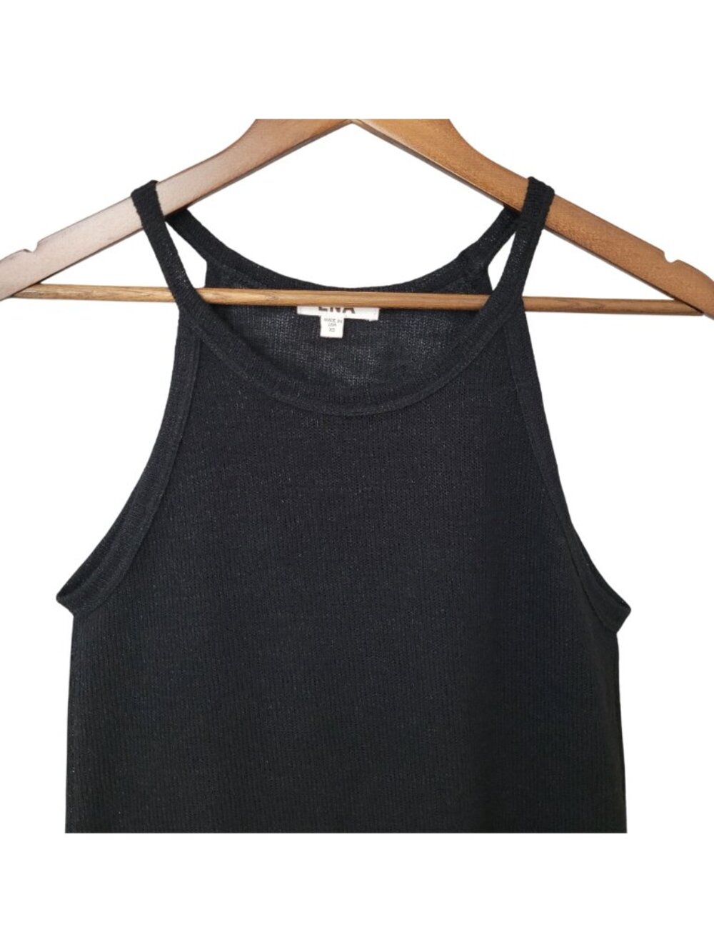 LNA Knit Halter Tank Top Womens Size XS Black Semi-Sheer Casual - Picture 3 of 7